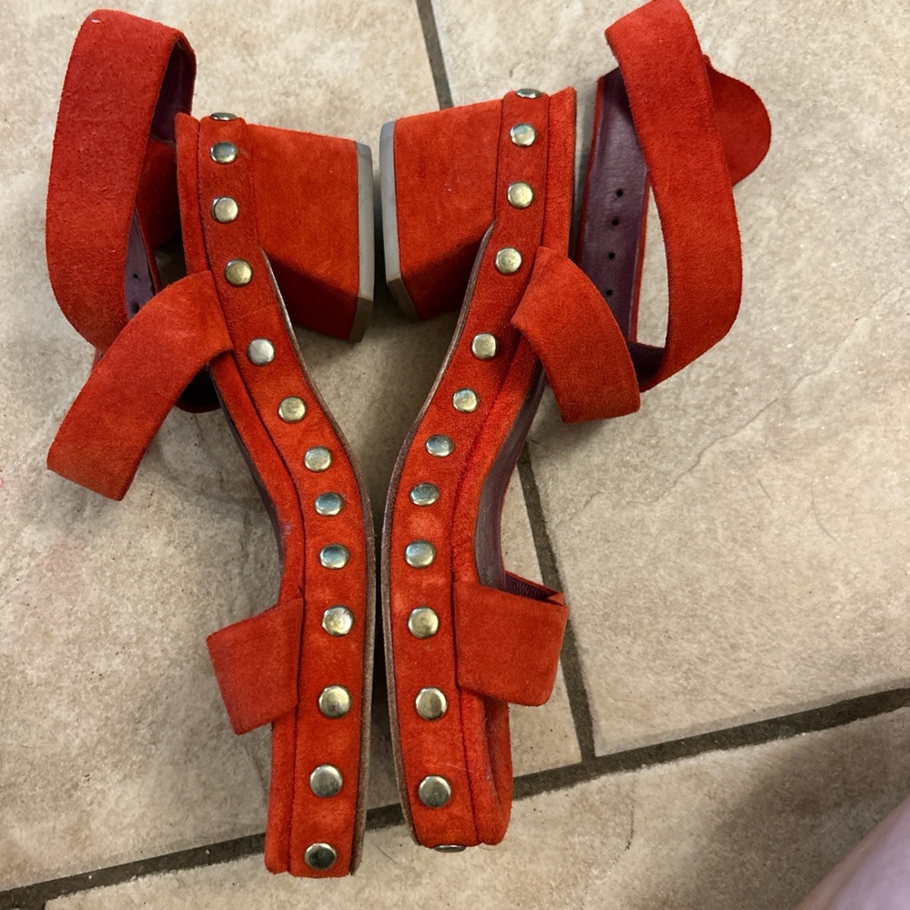 RACHEL COMEY red suede sandals size 8